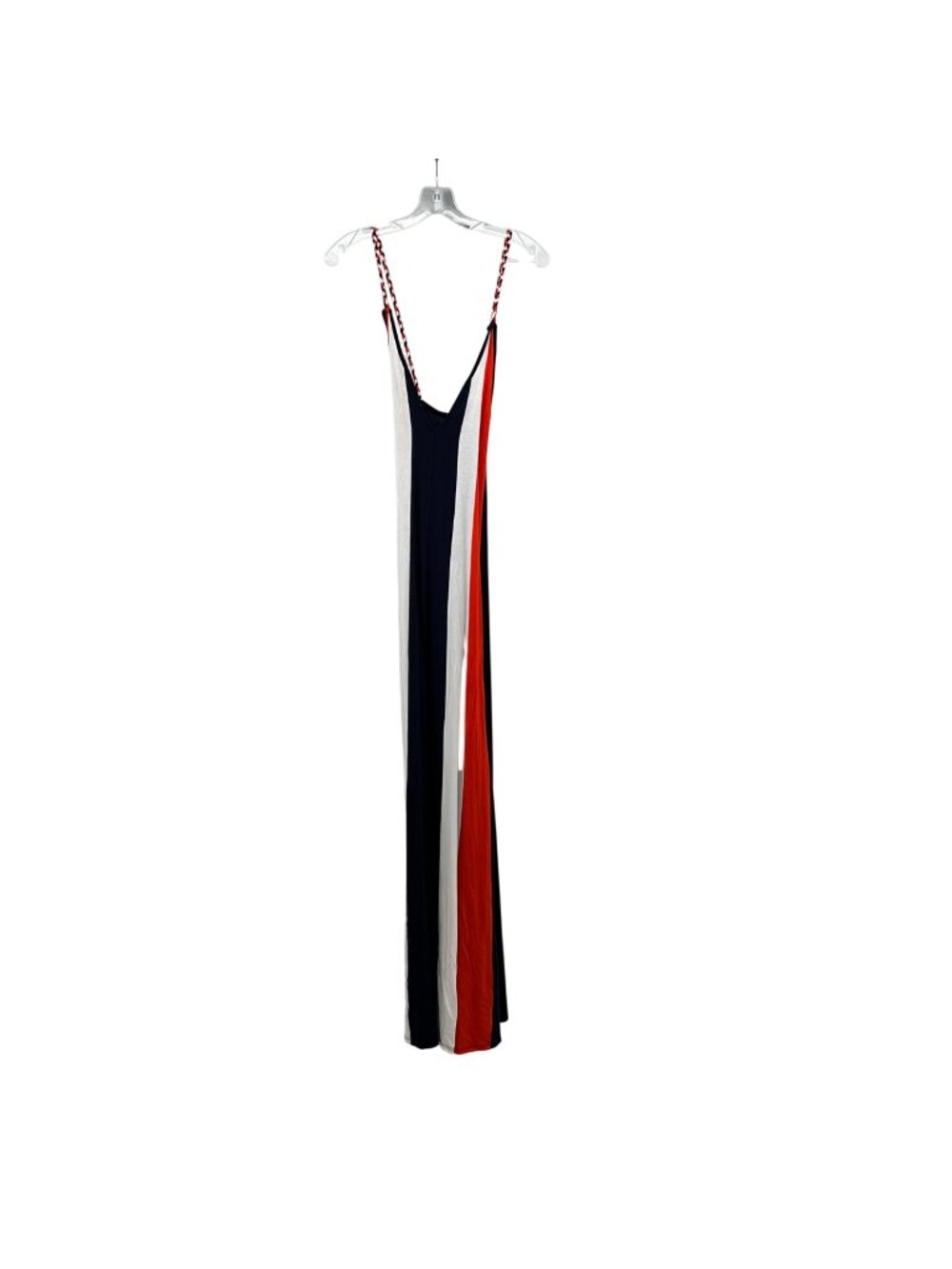 VENUS Womens Striped Maxi Dress Braided Straps Crisscross Blue/Multi Size Large